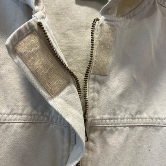 Vintage Canvas Cotton Hooded Jacket Small Cargo Zip hook&loop Neutral Cotton - Picture 8 of 8